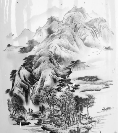 Chinese paintings of mountainsの写真素材