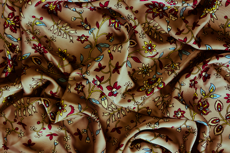 patterned fabric in with different foldsの写真素材
