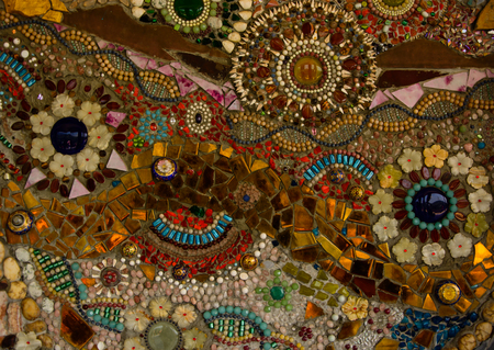 Broken ceramics dishes in wall background Turkeyの写真素材