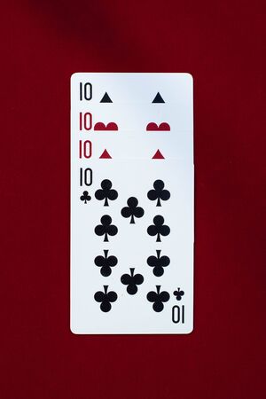 Closeup of game card red on black background