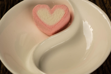 sweet heart shape of marshmallows ,decoration for love and valentine day conceptの写真素材