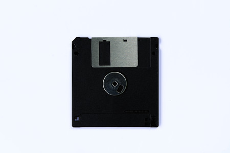 black colorful floppy disk or diskette isolated on white background, floppy disk is magnetic...