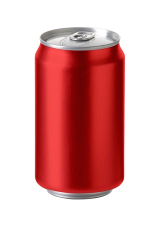 Red aluminum cans with blank copy space Red aluminum cans with blank copy space