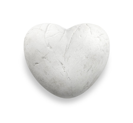 white heart rock, white heart stone, white marble pebble in heart shape, love stone isolate on white backgroundの写真素材