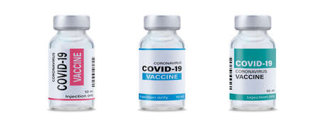 Various of COVID-19, Corona Virus Vaccine with clip path. 3 bottles of Vaccine Injection Medicine....