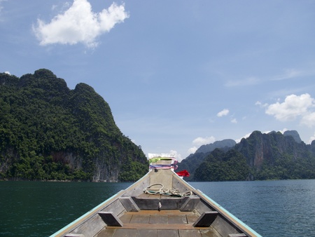 Cloud, Sky, Mountain , Boat and Ratchapapa Dam, Thailand