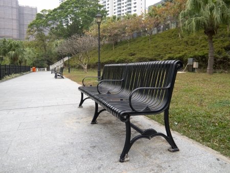 A bench in out door sceneの写真素材