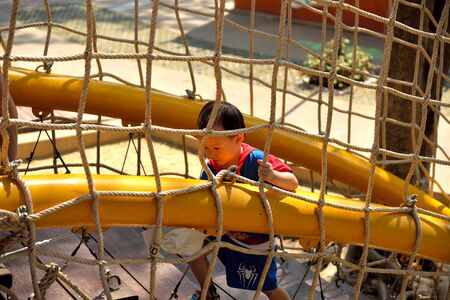Bangkok, Thailand - January 20, 2015 Unidentified boy is playing at The Children museum  which free service. Open Tuesday to Sunday 10.00 am  - 6 pm.のeditorial素材
