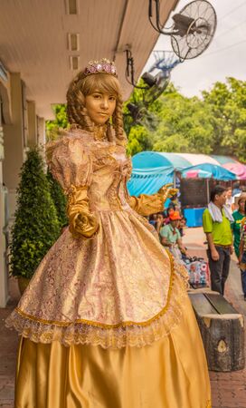 Pathumthani, Thailand - Mar 8 , 2015: Unidentified Asian cosplay woman at Dream World Theme Park.のeditorial素材