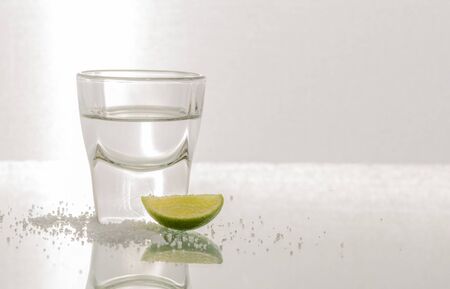 Vodga shot with salt and lemonの写真素材