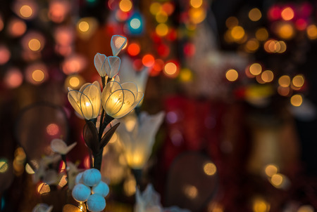 Beautiful light of artificial flowersの写真素材