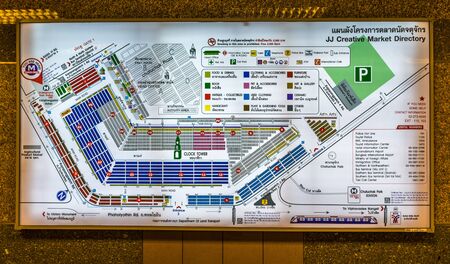 Bangkok, Thailand - Nov 14, 2015 Map of Chatuchak Market in MRT subway  station of Thailand