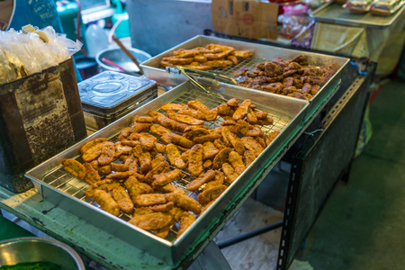 Bangkok, Thailand - Nov 14, 2015 Fried banana for sell on street of Chatuchak, the biggest weekend market in South East Asia.のeditorial素材