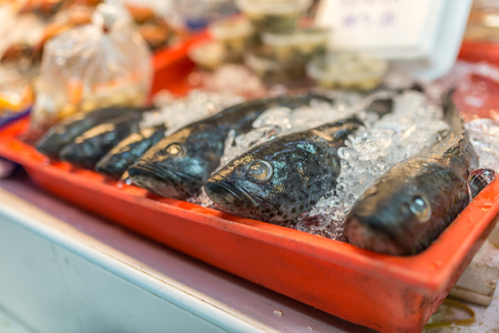 Bangkok, Thailand - Nov 14, 2015 Fresh fish for sell at Or Tor Kor market, a well known place for...