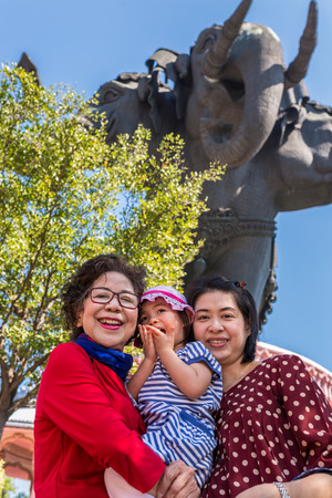 Samut Prakan, Thailand - Dec 28, 2015 Unidentified family in happy time at Erawan Museum. This place is closed to Bearing BTS Stationà¹のeditorial素材