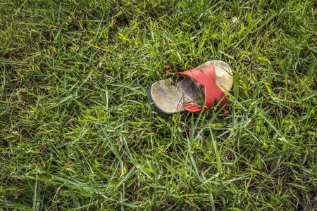 Felling danger by old slipperの写真素材