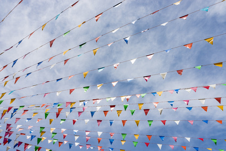 Line of colorful festival flags