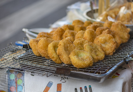 Street vendor of fried snacks at Yaowarat, Bangkok, Thailand
