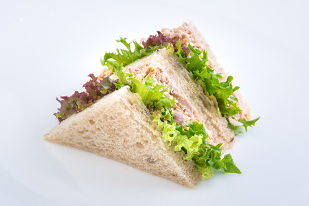 Close up Sandwich tuna on white backgroundの写真素材