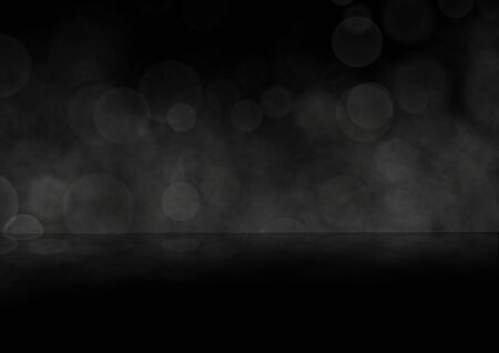 Dark tone background with smoke and bokeh for product presentation.の写真素材