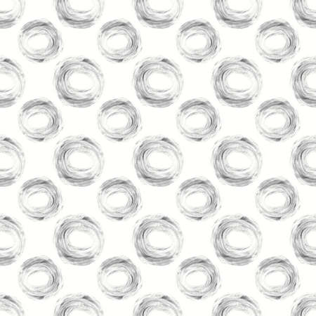 Seamless pattern with round shape dried brush, hand-drawn black dried brush on white background.の写真素材