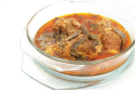 Moo Chamuang or chunks pork curry with Chamuang leaves, the taste is sweet and sour. Famous local...