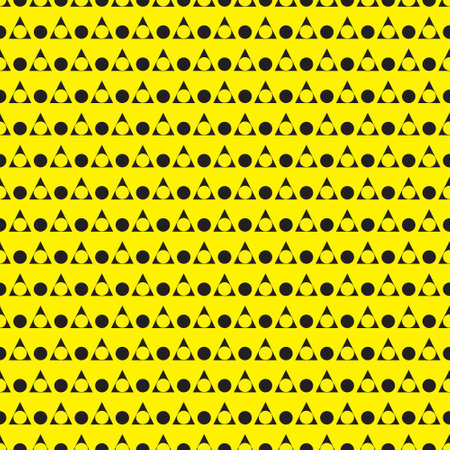 Seamless pattern of repeat geometric form, triangle, and round shape, modern style with black and...
