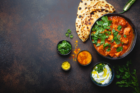 Authentic Indian dish Chicken tikka masala with space for text.の写真素材
