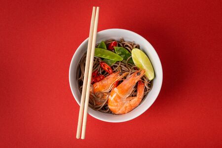 Asian noodles with shrimps