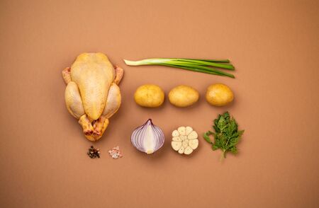Ingredients for cooking chicken soup or stewの写真素材