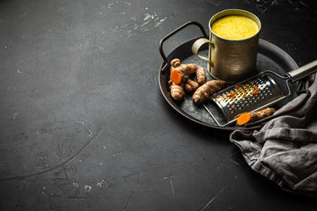 Healthy turmeric milk beverageの写真素材