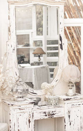 Shabby chic vintage white dressing table