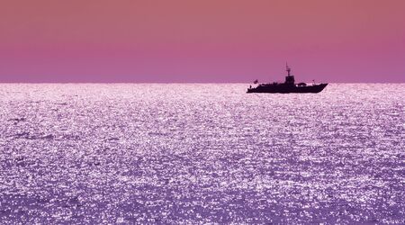 the small thai navy ship in siam bayの写真素材