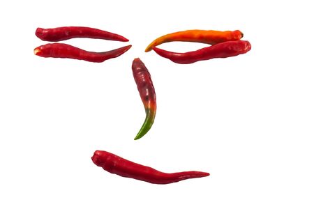 group of chilli on white backgroundの写真素材
