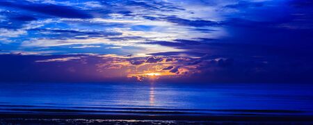 the sunrise at Hua-Hin beach,Thailand in rainny seasonの写真素材