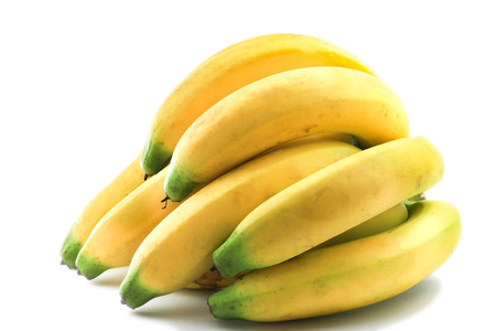 cluster bananas on white backgroundの写真素材