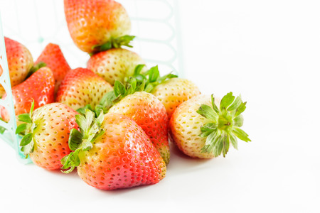 fresh strawberries on white backgroundの写真素材