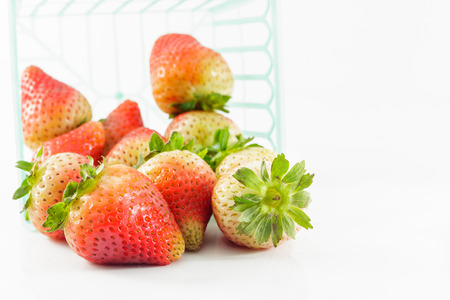 fresh strawberries on white backgroundの写真素材