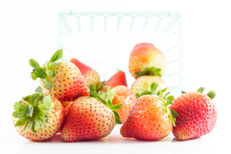 fresh strawberries on white backgroundの写真素材