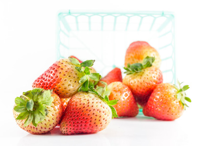 fresh strawberries on white backgroundの写真素材