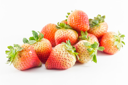 fresh strawberries on white backgroundの写真素材