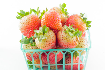 fresh strawberries on white backgroundの写真素材