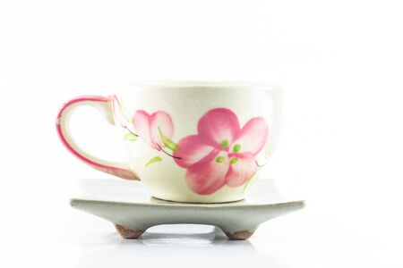 cup of coffee on white backgroundの写真素材