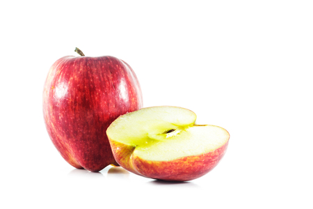 slice ripe apple on white backgroundの写真素材