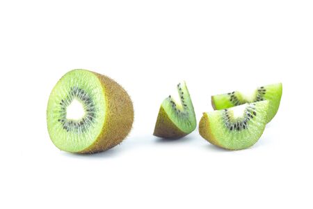kiwi fruit on white backgroundの写真素材