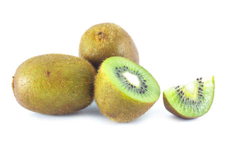 kiwi fruit on white backgroundの写真素材