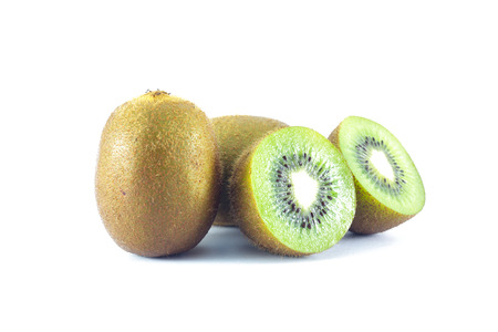 kiwi fruit on white backgroundの写真素材