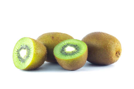 kiwi fruit on white backgroundの写真素材