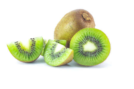 kiwi fruit on white backgroundの写真素材