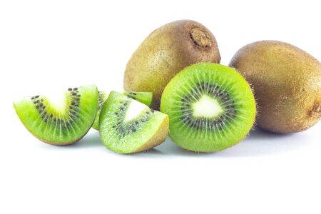 kiwi fruit on white backgroundの写真素材